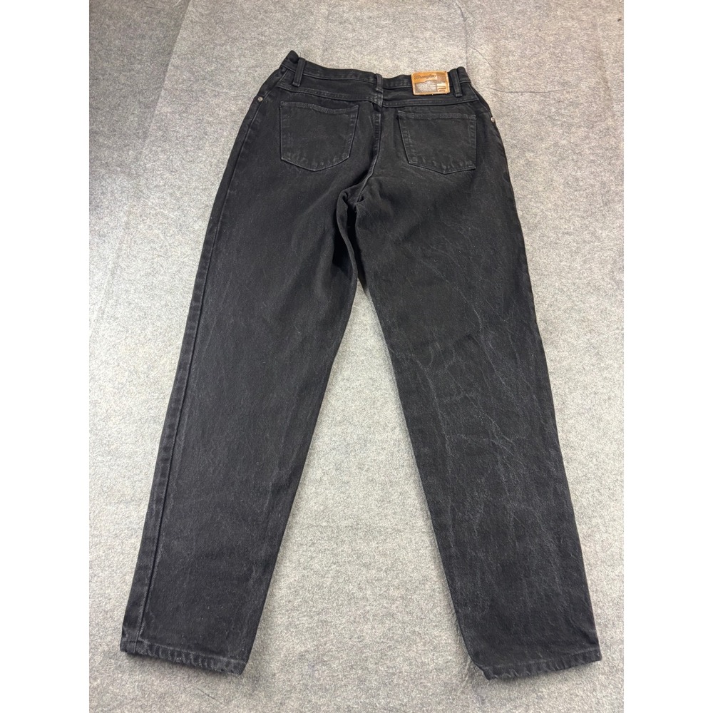 Wrangler High Waisted Tapered Leg Black Denim Jeans 14x32 Vintage Style